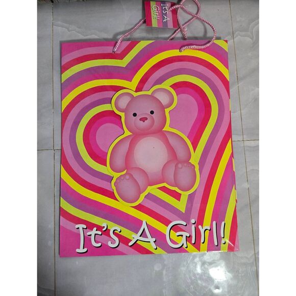 Any 20/$12 "It's A Girl" Pink Teddy Bear Party Gift Bag - Picture 1 of 2